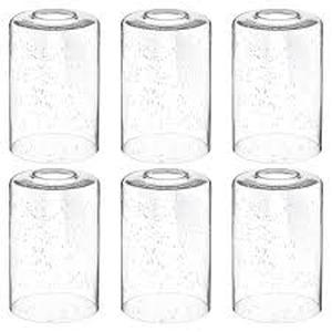 lot 9553 image: 6-Pack Seeded Glass Lamp Shades, 5.9in Height, 3.9in Diameter, 1.7in Fitter, Cylinder Bubble Glass Shade Covers Replacements, Transmittance Seeded Glass Globe for Light Fixtures Chandelier Wall Sconce