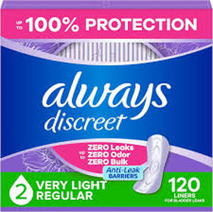 lot 11123 image: Always Discreet Very Light Regular Liners 120 Count