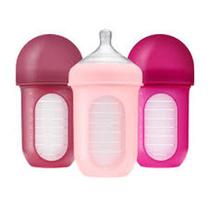 lot 12322 image: Boon Nursh Silicone Baby Bottle with Air-Free Feeding System