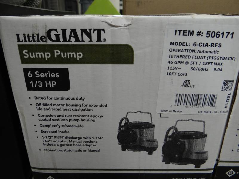 lot 3582 image: Little Giant Submersible Pump Model 6-CIA-RFS