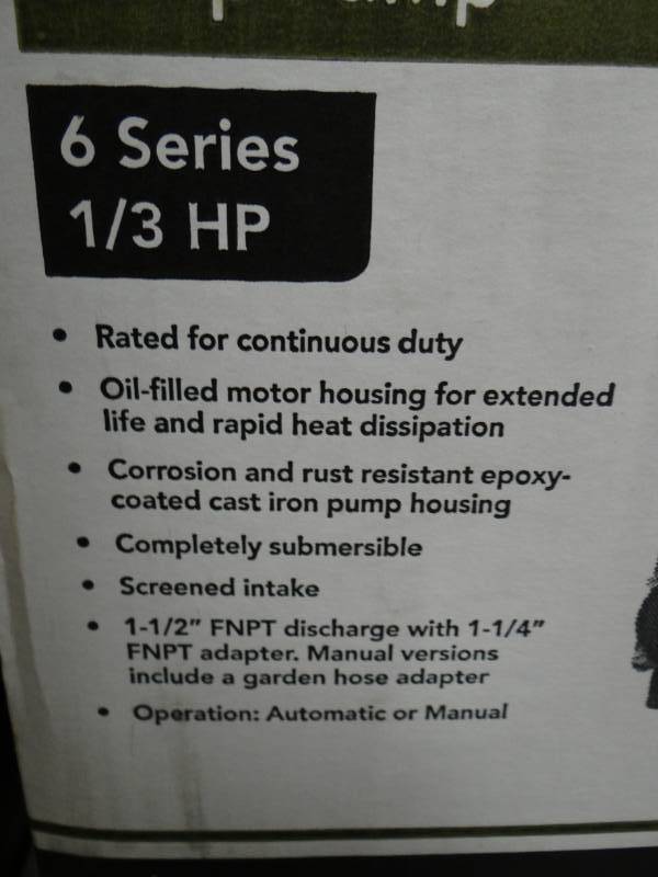 lot 3581 image: Little Giant Submersible Pump Model 6-CIA-RFS