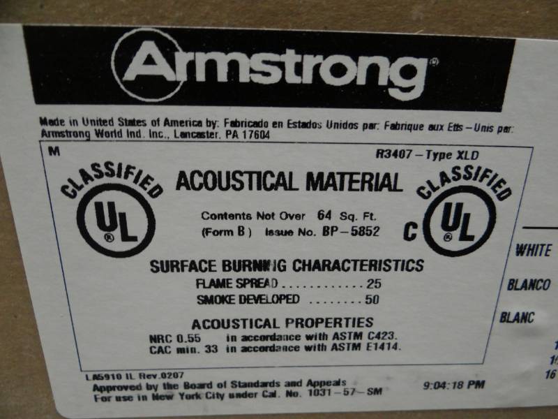 lot 3609 image: Lot Of 4 Boxes Of Armstrong Ceiling Tiles PIF-12206016