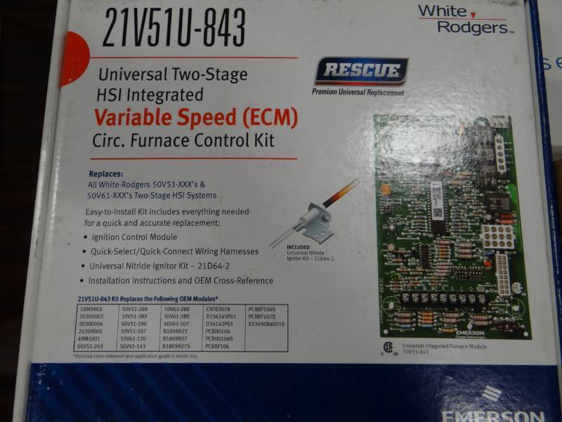 lot 3637 image: Emerson White Rogers Circ. Furnace Control Kit 21V51U-844