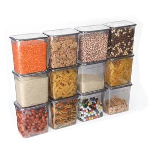 lot 1002 image: T&D HOME GOODS Storage Jars with Lid, Airtight, Set of 12 Storage Containers, BPA-Free, Storage Container for Cereal, Flour, Kitchen, Practical Organiser Kitchen, (12, Rectangular)