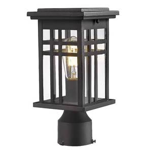 lot 1019 image: zeyu Exterior Post Light, Outdoor Pole Lantern Pillar Light Fixture with Clear Glass Shade and Black Finish, 20068-P BK