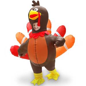 lot 1022 image: Camlinbo Thanksgiving Inflatable Costume, Funny Inflatable Turkey Costume for Kids Blow Up Full Body Turkey Outfit Opening Face Animals Costumes Suits For Boys Girls Teens Cosplay Thanksgiving Party