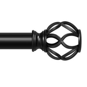 lot 1023 image: Black Curtain Rods for Windows, Matte Black Decorative Window Treatment Rods, 1 inch Metal Adjustable Heavy Duty Drapery Rods 48 to 84 Inch, Splicing Drapery Rods with Twisted Cage Finial