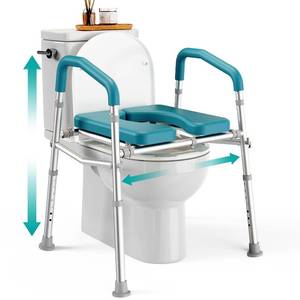 lot 1024 image: PELEGON Raised Toilet Seat with Handles (400lb) - Adjustable Height & Width Toilet Chair with Arms, Toilet Riser with Handles, Toilet Chair Over Toilet, Handicap Toilet Seat for Elderly (Teal)
