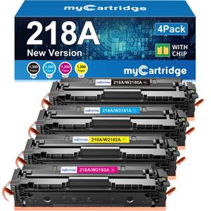 lot 1056 image: 218A Toner Cartridges 4 Pack (with Chip) Compatible Replacement for HP 218A 218X for Color LaserJet Pro 3201dw MFP 3301fdw 3301cdw 3301sdw Printer Ink W2180A W2180X High Yield (BCMY, 4-Pack)