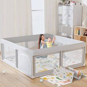 lot 1067 image: Hiaksedt Baby Playpen with Mat Small Playpen for Babies and Toddlers 50 x 50 inch Baby Fence Playards