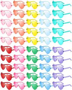 lot 1069 image: Dunzy 100 Pairs Heart Shaped Sunglasses for Women Colorful Glasses Transparent Heart Sunglasses Valentines Party Favor (Pastel)