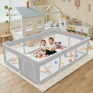 lot 1070 image: Baby Playpen 74x50 Inch, Playpen for Babies and Toddlers, Play Pen Indoor & Outdoor Active Center, Sturdy Safety Playard with Anti Slip Suction Cups, Skin-Friendly Fabric, Large Space Baby Fence