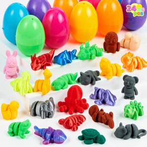 lot 1074 image: JOYIN 24 Pcs Prefilled Easter Eggs with 3D printed Mini Animals, 3D Articulated Toys for Party Favors, Basket Stuffers, Goodie Bag Fillers, Classroom Prize Supplies, Party Games for Boys & Girls