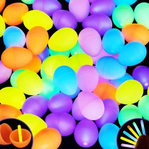 lot 1091 image: JOYIN 200 Pcs Easter Egg with 300 Pcs Easter Glow Sticks, Glow in the Dark for Kids Easter Basket Stuffers, Easter Egg Hunt Party Favors Classroom Decorations Supplies