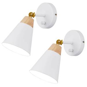 lot 1979 image: phemlec Wall Sconce Set of 2, Wall Sconce Lighting Fixture with Metal Shade, Rotary Switch, Indoor Decor Wall Mount Swing Arm Lamp for Bedroom,Hallway,Living Room,Reading, White