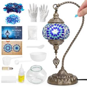 lot 1985 image: BOHMR DIY Turkish Mosaic Lamp Kit for Adults,Swan-Neck Stained Glass Lamp Making Kit- Easy,Fun,No Experience Needed, Mosaic Art & Craft Project Kits for Adults & Teens,Make Your Own Table Lamp,Blue