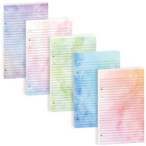 lot 2070 image: Pineraap 100 Sheets Gradient A5 Refill Papers for Planner Binder Insert, 120GSM Thick Loose Leaf Lined Paper, 6 Hole Notebook Filler for A5 6 Ring Travel Journal Diary Binder Graduation, Watercolor