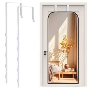 lot 2071 image: FWUNYVN Over-The-Door Mirror Hanger, Adjustable Door Mirrors Hanger Set with Protective Lining, 2 Pcs Door Brackets Perfect Height and Fit (Mirror Not Included)-White