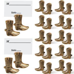 lot 2084 image: Beeveer 24 Pcs Cowboy Boots Table Card Holder Cute Table Number Holders 1.9 x 1.6 Alloy Place Photo Stand for Guest Party Favor Wedding Anniversary Decorations