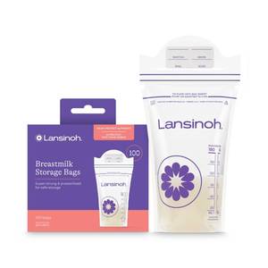 lot 2087 image: Lansinoh Breastmilk Storage Bags, 100 Count, Baby Essentials, Fast Freeze & Thaw Breast Milk Bags for Baby Bottle Feeding, Strength & Stretch, 6 Ounce