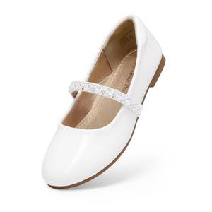 lot 2105 image: Dream Pairs Girls Mary Jane Ballerina Flat Shoes Serena-100-Kids WhitePat Size 13 Little Kid