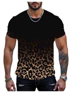 lot 2115 image: RoseSeek Mens Leopard Ombre Summer Tops Crew Neck Short Sleeve Graphic Tees Vintage T Shirt Trendy Brown and Black X-Large