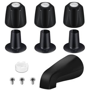lot 2134 image: Tub Shower Trim Kit, Matte Black 3 Piece Shower Knob and Bath Tub Spout, for PricePfister Verve 3 Handles and Tub Shower Faucet, for 12 Pipe MALE Thread Connection, 34 IPS Pipe Inside Thread