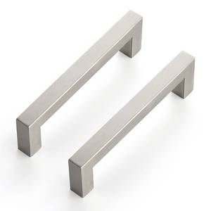 lot 2144 image: Ravinte 10 Pack 4-12 Inch Square Cabinet Handles - Satin Nickel and Brushed Nickel Drawer Pulls - Kitchen Cabinet Hardware