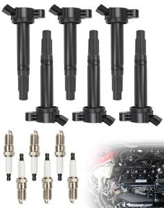 lot 2169 image: VeloCore Ignition Coil & Spark Plug Kits UF487 Compatible with Toyota Lexus 3.5L V6, Sienna, Camry, RX350 ES350, Highlander, Replaces# 90919-02255, Set of 6