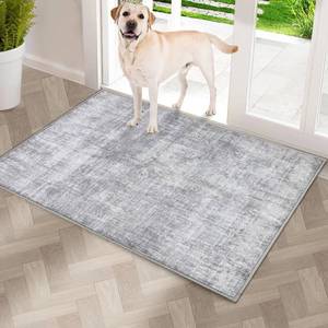 lot 2170 image: COMSLE Door Mat, Front Door Mat Indoor for Entrance Faux Wool Absorbent Non Slip Modern Throw Rug for Entryway Hallway Muddy Paws - Pet Friendly, 20x32 Inches,Grey Machine Washable