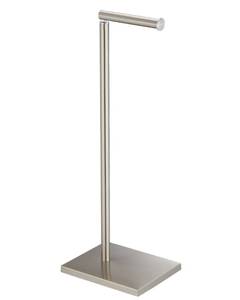 lot 2179 image: Toilet Paper Holder Stand, Free Standing Toilet Paper Roll Holder with Reserve for Bathroom, Stainless Steel DECLUTTR