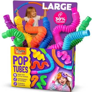 lot 2180 image: Nutty Toys Pop Tubes - Large 8-Pack Sensory Toys - Creative STEM Learning for Kids & Toddlers - Connect & Pop Top ADHD Autism Fidget 2026, Best Boy & Girl Easter Basket Stuffers Gifts Idea