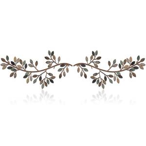 lot 2191 image: Hotop 2 Pieces Metal Tree Leaf Wall Decor Vine Olive Branch Leaf Wall Art Wrought Iron Scroll Sculptures Above the Bed, Living Room, Outdoor Decoration(Classic Style,Classic Color)