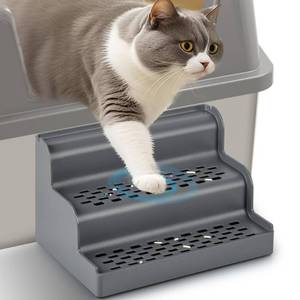lot 2213 image: Aothey Litter Box Step,Litter Box RampCatcher, Anti-Tracking, Easy to Clean Cat Ramp for Older Cats and Small Cats (Dark Gray)