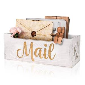 lot 2220 image: Mail Holder Countertop - Mail Organizer Countertop, Mail Holder Box for Desk, Letter Holder, Mail Tray, Mail Basket for Counter, Rustic Wooden Mail Storage Organizer Wall Mounted