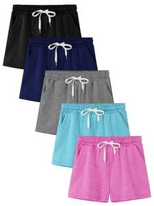 lot 2232 image: Resinta 5 Pack Girls Athletic Shorts Dry-Fit Soccer Basketball Shorts Performance Teens Shorts with Drawstring and Pockets