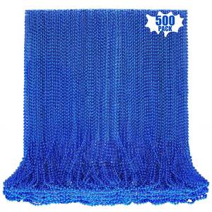 lot 3605 image: LINSIRON 500 PCS Blue Bead Necklace, 33 Inch Mardi Gras Christmas Beads, Bulk Metallic Party Beads for Mardi Gras Parade, St Patricks Day, Wedding, Birthday, Pirate Carnival Party Favors