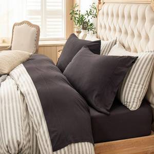 lot 3615 image: PURE ERA Jersey Knit 4pc Bed Sheet Set 100% T-Shirt Cotton Super Soft Comfy Breathable Fits Mattress Up to 20 Extra Deep Pocket (Solid Deep Brown, Queen)