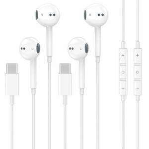 lot 4204 image: 2 Pack USB C Headphones Wired for iPhone 17 16 15, Type C Earphones with Microphone & Remote Control Noise Cancelling Earbuds Wired for iPhone 17 16 15 Pro Max, iPad Pro, Galaxy S25 S24 Ultra, Pixel 9