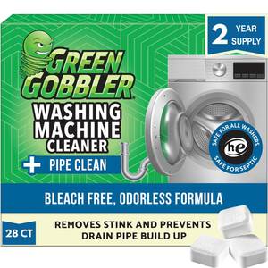 lot 4208 image: Green Gobbler Premium Washing Machine Cleaner & Deodorizer Tablets with Pipe, Drain & Hose Clean Technology  Front & Top Load Washers  28 Count