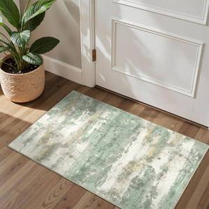 lot 4211 image: BEIMO 2x3 Rugs for Entryway Entrance Kitchen Bathroom, Machine Washable Modern Abstract Soft Area Rug, Low Pile Indoor Floor Carpet with Non Slip Backing, Light Green