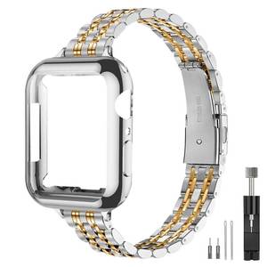 lot 4235 image: QUNDAXI Gold Apple Watch Band Compatible with Apple Watch 41mm 45mm 42mm 44mm 40mm 38mm Metal stainless steel Watchband suitable for iWatch 987654321SE series Women Luxury strap (38mm 40mm