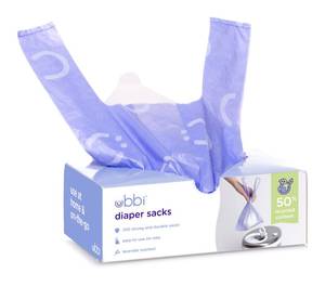 lot 6132 image: Ubbi Disposable Diaper Sacks, Lavender Scented, Easy-To-Tie Tabs, Diaper Disposal or Pet Waste Bags, 200 Count