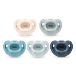 lot 6142 image: NUK 100% Silicone Comfy Orthodontic Pacifiers, 0-6 Months, Blue Fashion, Timeless Collection, 5 Count
