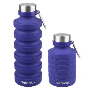 lot 6149 image: Nefeeko Collapsible Water Bottle, 27oz Reuseable BPA Free Silicone Foldable Water Bottles for Travel Gym Camping Hiking, Portable Leak Proof Sports Water Bottle with Carabiner
