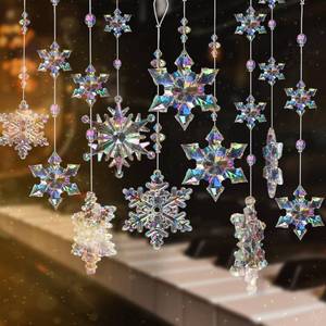 lot 6187 image: OuMuaMua 12pcs Christmas Crystal Snowflake Ornaments for Christmas Tree Decorations- Iridescent Hanging Acrylic Snowflake Ornaments for Xmas Tree Winter Wonderland Party Decor