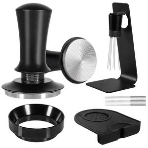 lot 6188 image: Espresso Accessories Kit 58mm, Coffee Tamper with Spring Loaded Calibration, 316 Stainless WDT Tool with Magnetic Stand and Dosing Funnel Set Fits Espresso Machine Press and 58mm Portafilters