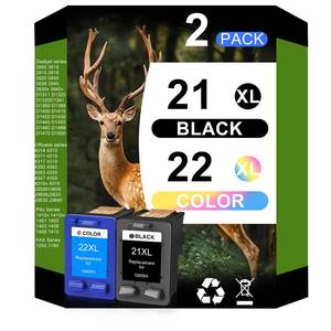 lot 6190 image: OULADUN Remanufactured 21 22 Ink Cartridge Replacement for HP 21 XL 22 XL 21XL 22XL Combo Pack Used with HP OfficeJet 5610 4315 J3680 DeskJet F2210 F4180 F300 F335 PSC 1410 Printer (1 Black, 1 Color)