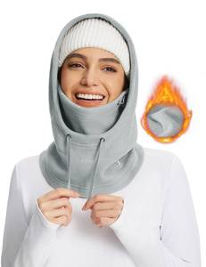 lot 6192 image: baleaf Fleece Balaclava Face Mask,Thermal Ski Mask for Women,Winter Hats Face Cover Cold Weather Gear Grey-Regular Fit
