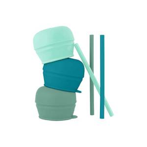 lot 6199 image: Boon Snug Silicone Sippy Cup Lids and Straws - Includes 3 Lids and 3 Straws - Convert Any Kids Cups or Toddler Cups into Straw Sippy Cups - Toddler Feeding Supplies and Travel Essentials - Green